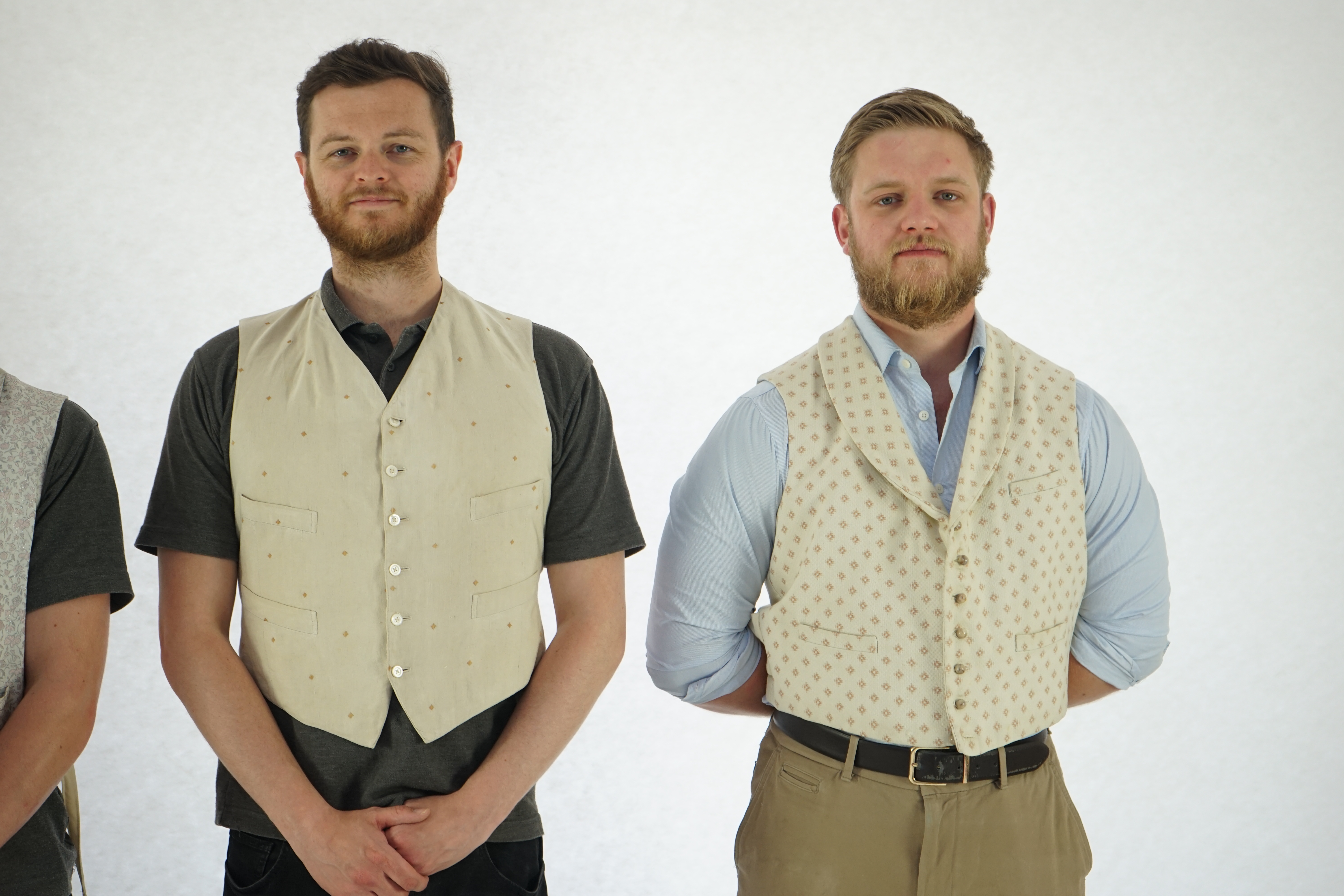 Four 19th Century light coloured evening waistcoats. Approx size 38